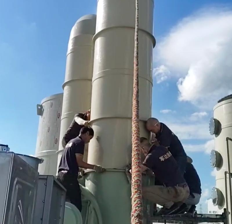 Kipufogógáz-torony telepítés a Junda galvanizálási gyártósorhoz